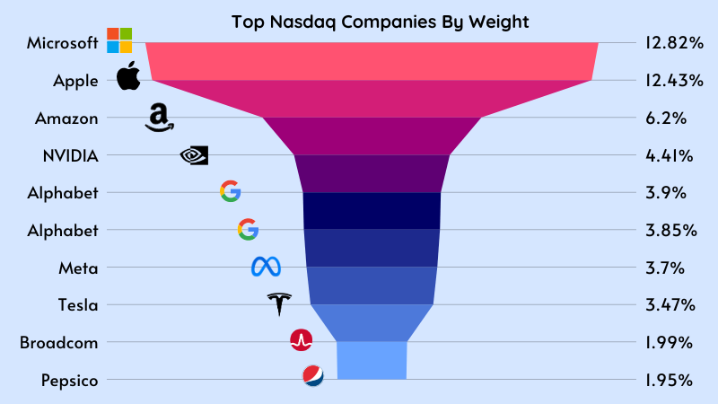 Visual of Nasdaq Top Companies By Their Weightage